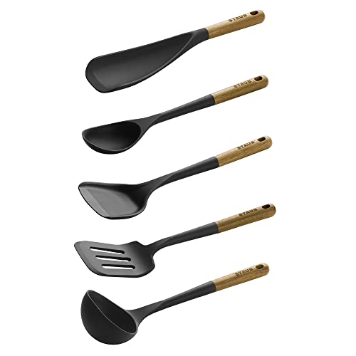Staub Silicone with Wood Handle 5 - pc Cooking Utensil Set - electronicsexpo.com - Utensil Sets
