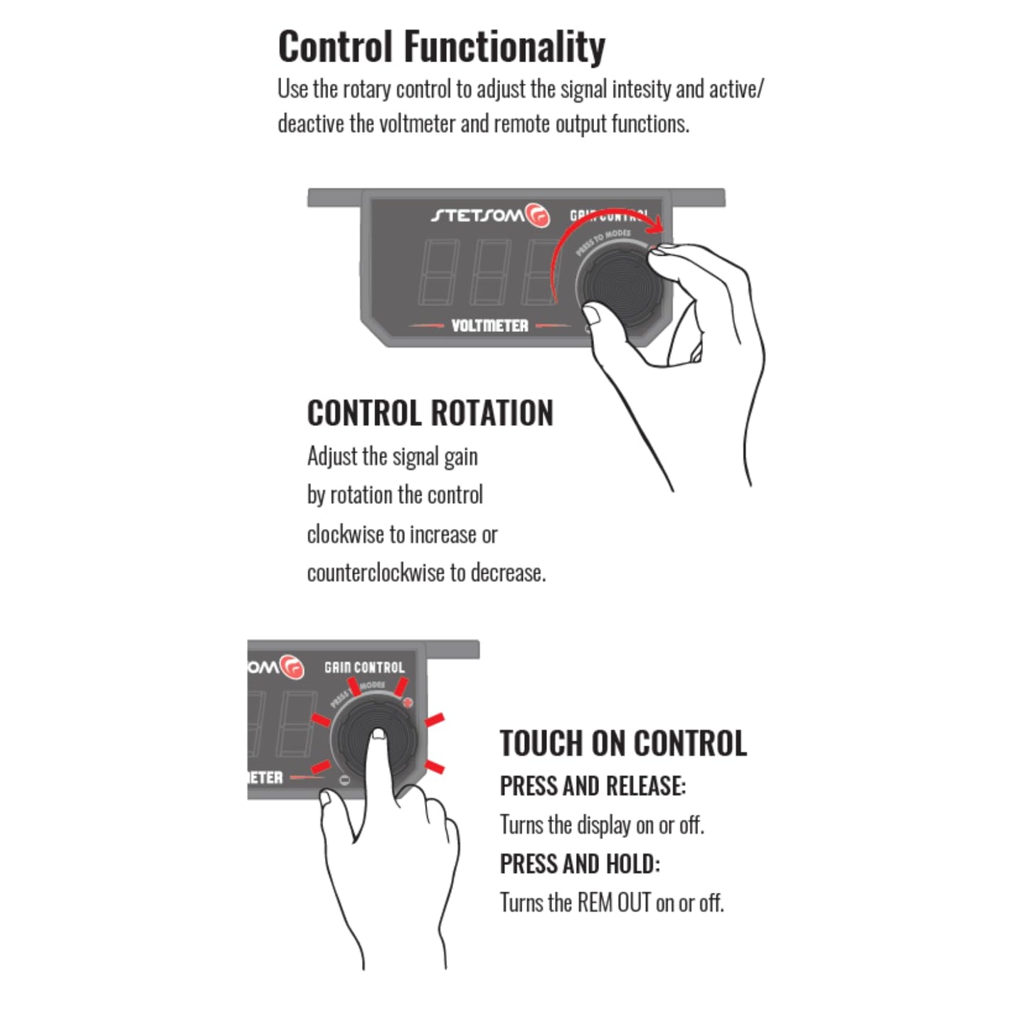 Stetsom 4 - in - 1 Bass Knob: Gain, Voltmeter, RCA Converter, Car Amp Switch - electronicsexpo.com - Car Amplifiers + Equalizers