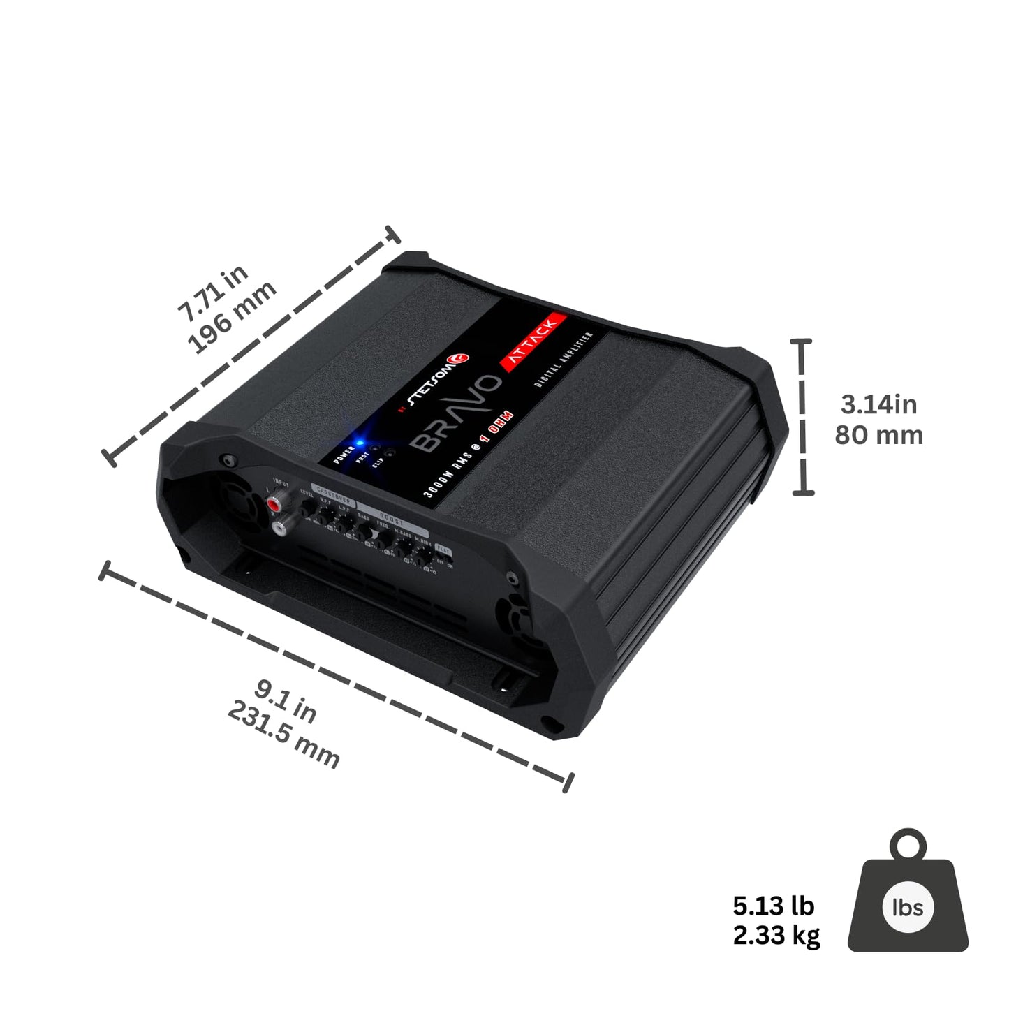 Stetsom Bravo Attack 3000 1 Ohm Mono Car Amplifier - electronicsexpo.com - Car Amplifiers + Equalizers