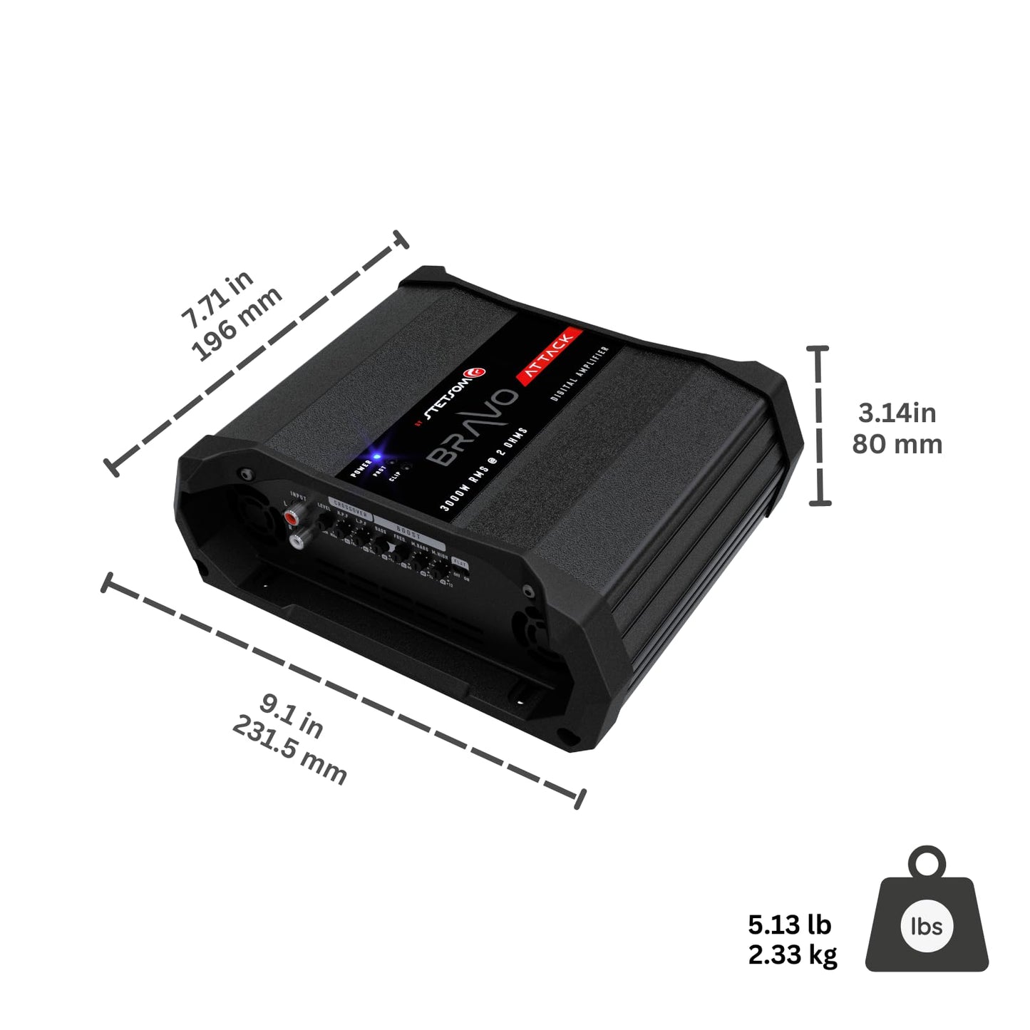 Stetsom Bravo Attack 3000 2 Ohms Mono Car Amplifier - electronicsexpo.com - Car Amplifiers + Equalizers