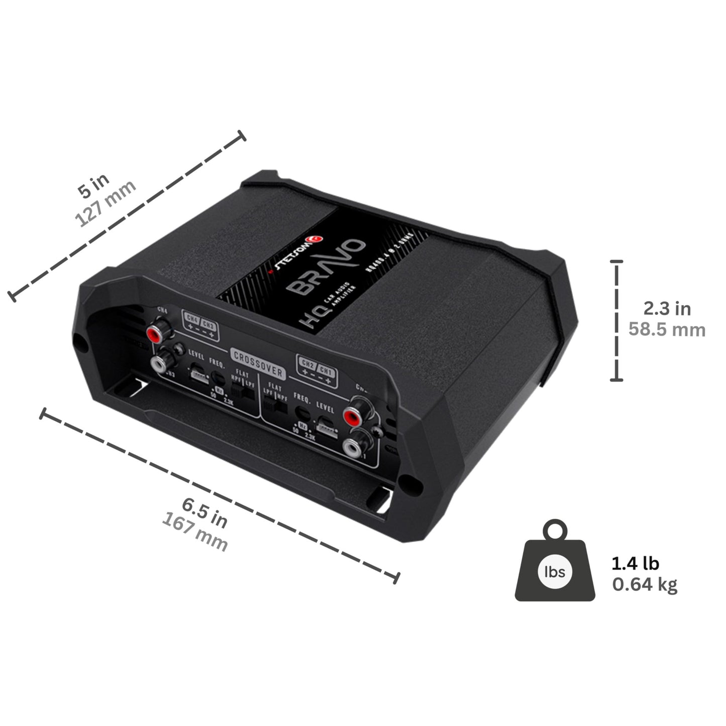 Stetsom Bravo HQ 400.4 Multichannel Car Audio Digital Amp - electronicsexpo.com - Car Amplifiers + Equalizers