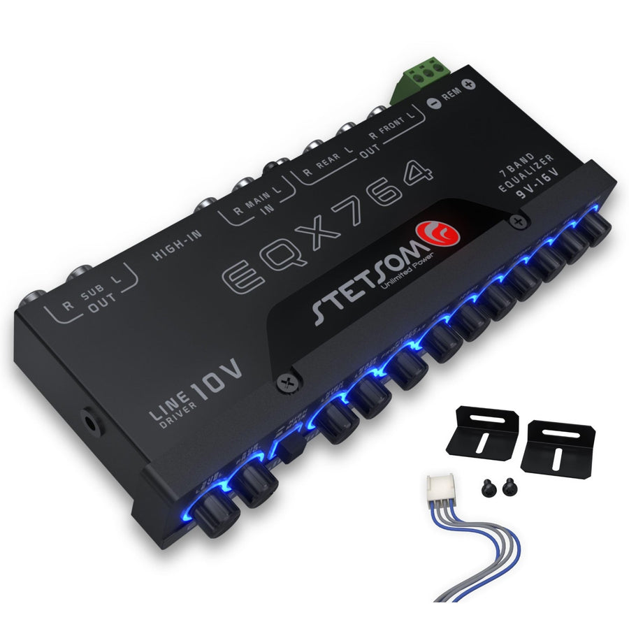 Stetsom EQX764 - 7 Band Equalizer, Pre - Amp Car Audio Graphic Equalizer - electronicsexpo.com - Car Amplifiers + Equalizers
