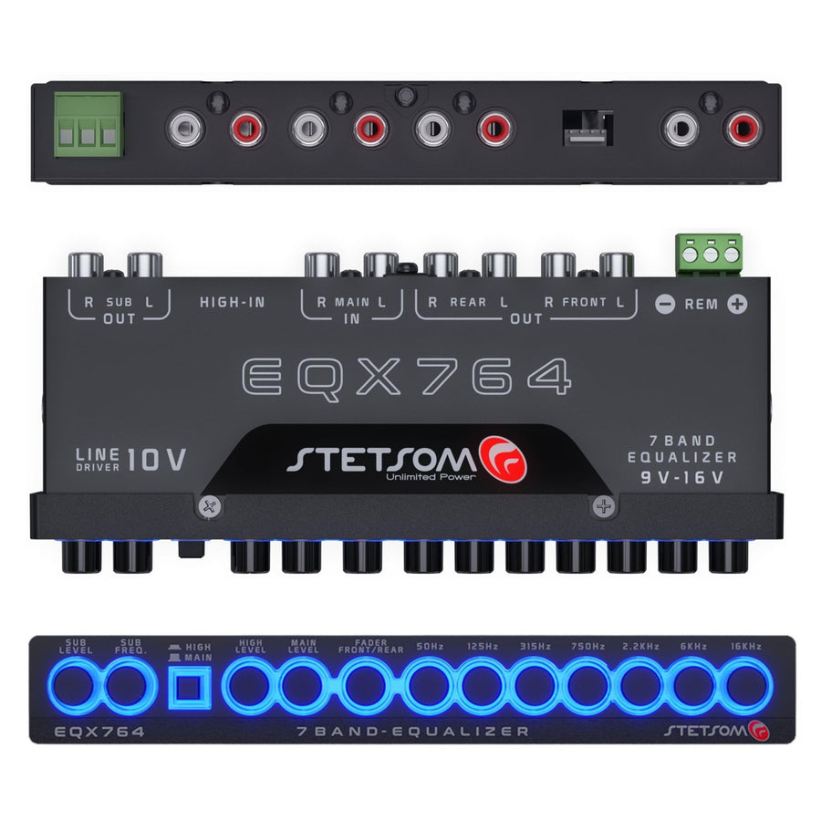 Stetsom EQX764 - 7 Band Equalizer, Pre - Amp Car Audio Graphic Equalizer - electronicsexpo.com - Car Amplifiers + Equalizers