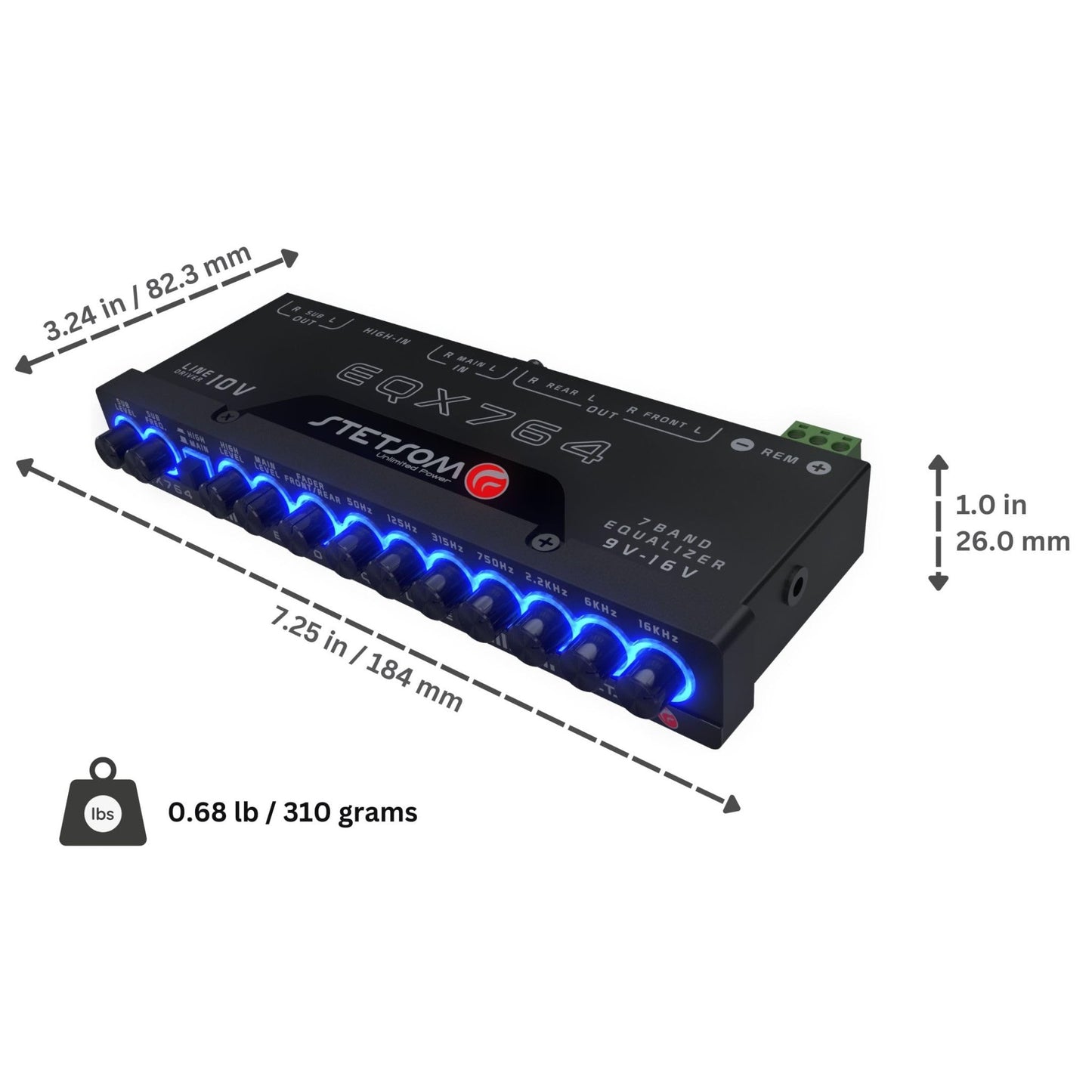 Stetsom EQX764 - 7 Band Equalizer, Pre - Amp Car Audio Graphic Equalizer - electronicsexpo.com - Car Amplifiers + Equalizers