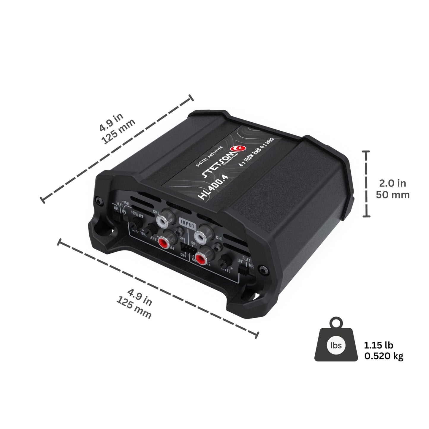 Stetsom HL 400x4 2 Ohms Compact Digital 4 Channel Car Amplifier - electronicsexpo.com - Car Amplifiers + Equalizers