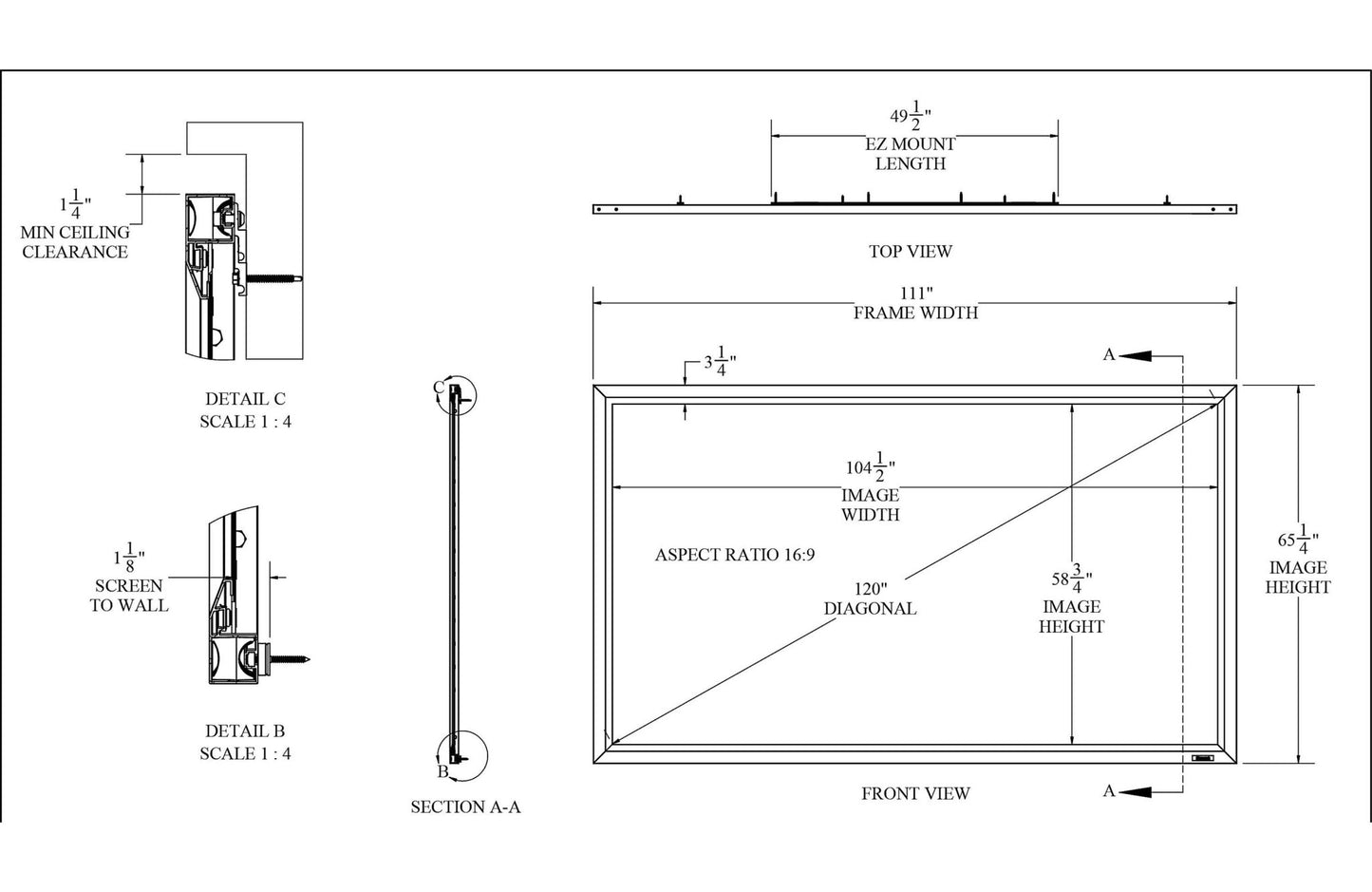 Stewart Filmscreen WallScreen Deluxe Fixed - Frame Projector Screen with StudioTek 130 G4 Fabric (120") - electronicsexpo.com - Projector Screens