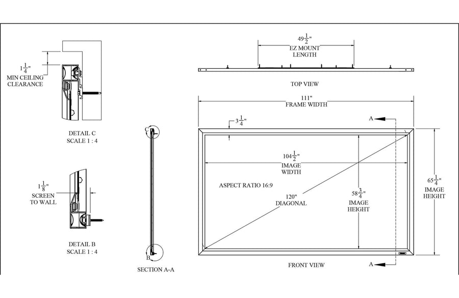 Stewart Filmscreen WallScreen Deluxe Fixed - Frame Projector Screen with StudioTek 130 G4 Fabric (120") - electronicsexpo.com - Projector Screens