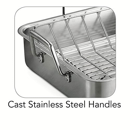 Tramontina 16.5" Stainless Steel Deep Roasting Pan with Basting Grill and V - Rack - electronicsexpo.com - Sauce Pans & Sauciers