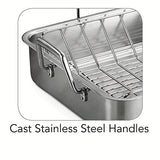Tramontina 16.5" Stainless Steel Deep Roasting Pan with Basting Grill and V - Rack - electronicsexpo.com - Sauce Pans & Sauciers