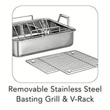 Tramontina 16.5" Stainless Steel Deep Roasting Pan with Basting Grill and V - Rack - electronicsexpo.com - Sauce Pans & Sauciers