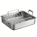 Tramontina 16.5" Stainless Steel Deep Roasting Pan with Basting Grill and V - Rack - electronicsexpo.com - Sauce Pans & Sauciers