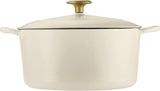 Tramontina Enameled Cast Iron Dutch Oven Pot with Lid, Round 5.5qt (Latte with Gold Knob) - electronicsexpo.com - Dutch Ovens
