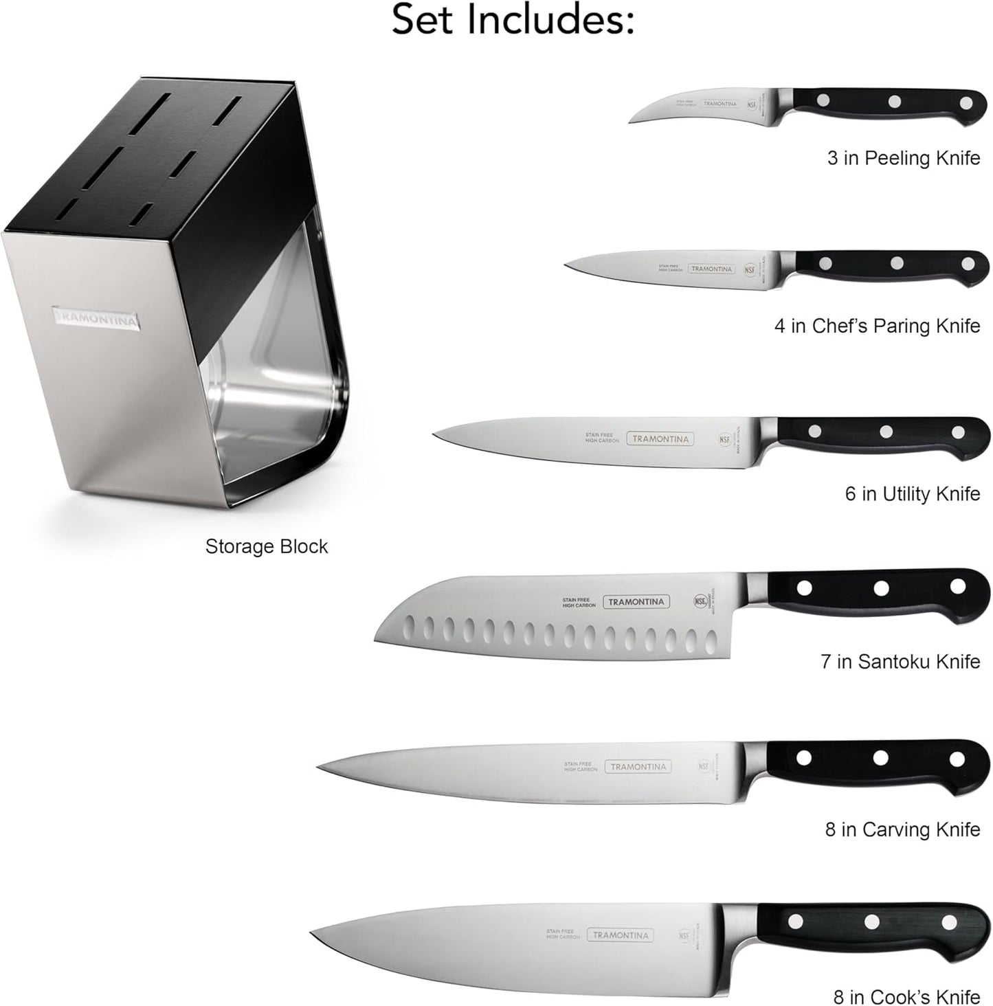 Tramontina Pro Series Forged 7 - Piece Kitchen Knife Block Set - electronicsexpo.com - Knife Blocks