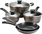 Tramontina Sicilia 8 - Piece Non Stick Cookware Set with Glass Lids, Aluminum Nonstick Pots and Pans Kitchen Set (Hazelnut) - electronicsexpo.com - Cookware Sets