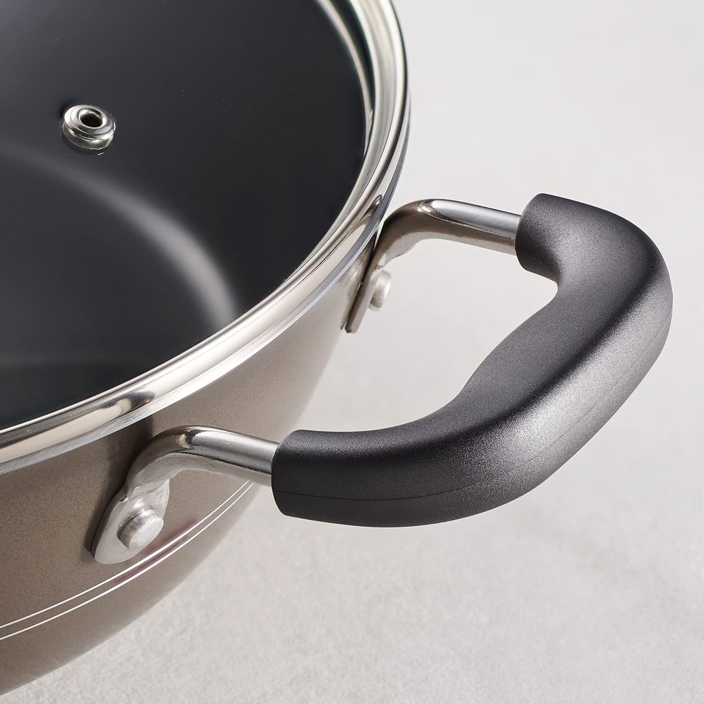 Tramontina Sicilia 8 - Piece Non Stick Cookware Set with Glass Lids, Aluminum Nonstick Pots and Pans Kitchen Set (Hazelnut) - electronicsexpo.com - Cookware Sets