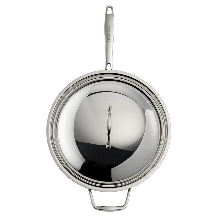 Tramontina Signature Tri - Ply Clad Stainless Steel 12.5" Wok with lid, Induction - Ready, Dishwasher - Safe, NSF - Certified, Made in Brazil - electronicsexpo.com - Frying Pans & Skillets