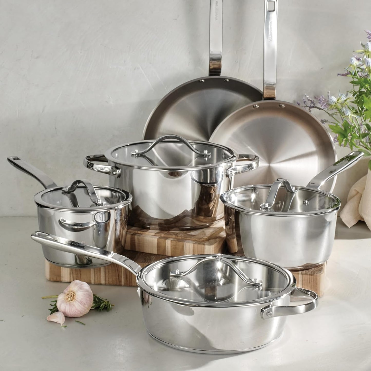 Tramontina Tempo Tri - Ply Base Stainless Steel 10 - Piece Cookware Set - electronicsexpo.com - Cookware Sets