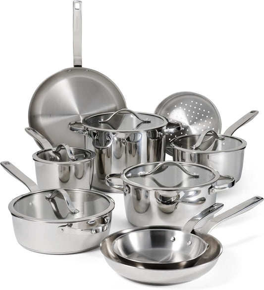 Tramontina Tempo Tri - Ply Base Stainless Steel 14 - Piece Cookware Set - electronicsexpo.com - Cookware Sets