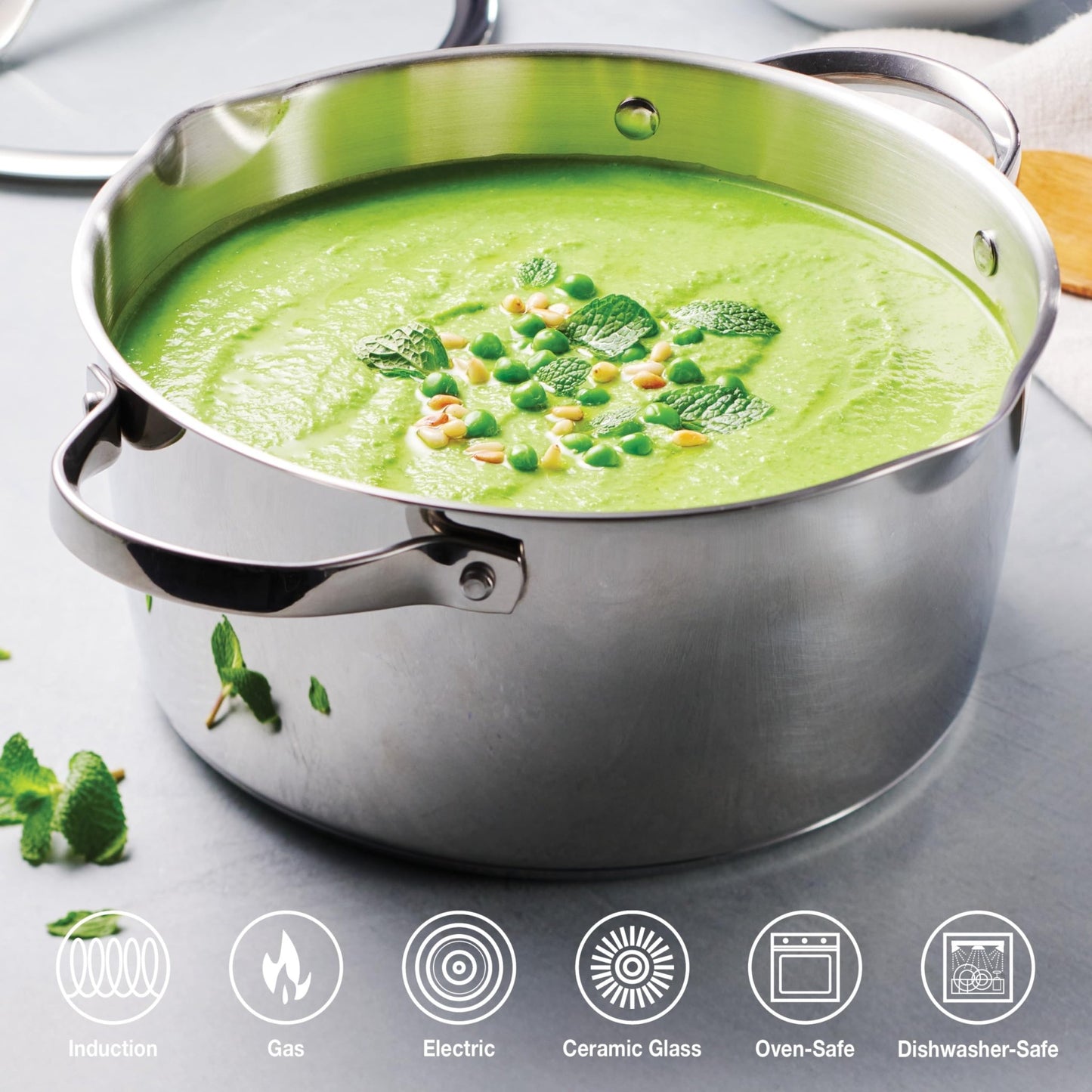 Tramontina Tempo Tri - Ply Base Stainless Steel 5 - Quart Dutch Oven Pot with Glass Lid, Induction - Ready, Oven - Safe, Dishwasher - Safe - electronicsexpo.com - Dutch Ovens