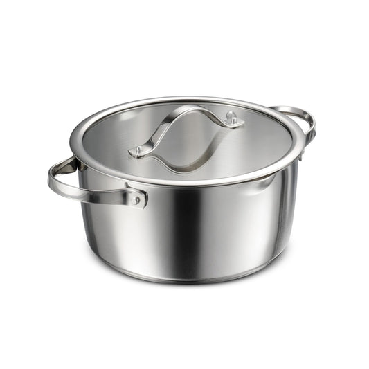 Tramontina Tempo Tri - Ply Base Stainless Steel 5 - Quart Dutch Oven Pot with Glass Lid, Induction - Ready, Oven - Safe, Dishwasher - Safe - electronicsexpo.com - Dutch Ovens