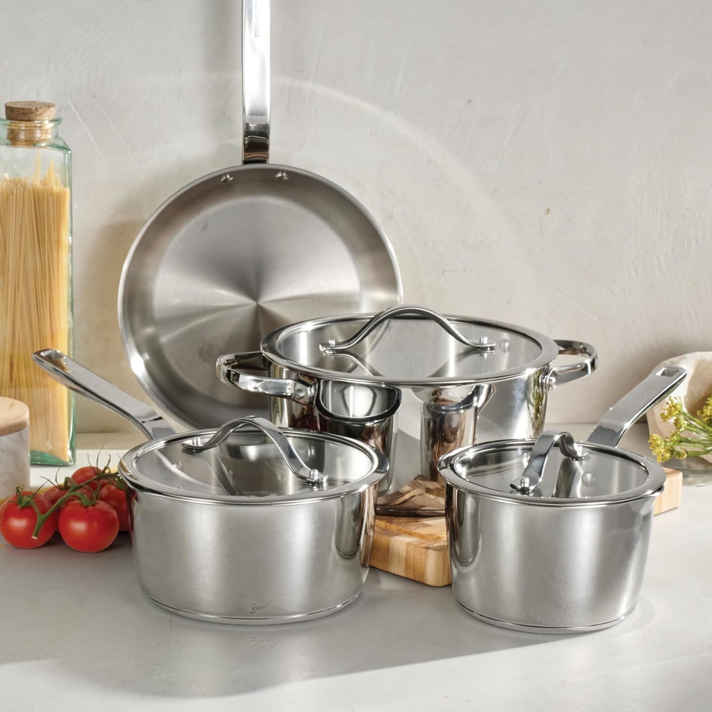 Tramontina Tempo Tri - Ply Base Stainless Steel 7 - Piece Cookware Set - electronicsexpo.com - Cookware Sets
