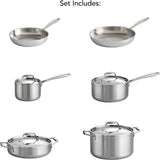 Tramontina Tri - Ply Clad Stainless Steel 10 - Piece Cookware Set with Lids, Pots and Pans Kitchen Set - electronicsexpo.com - Cookware Sets