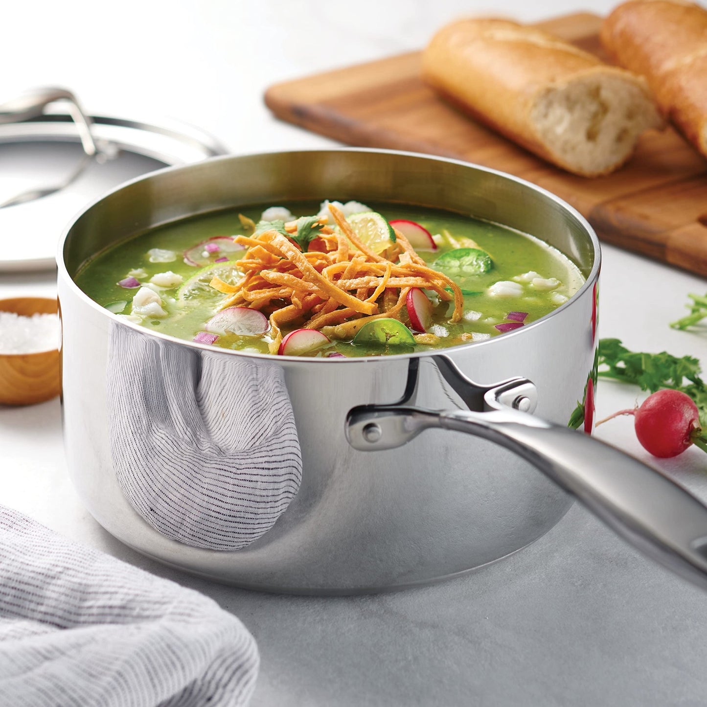 Tramontina Tri - Ply Clad Stainless Steel 3 - Quart Sauce Pan with Lid, Induction - Ready, Dishwasher - Safe, NSF - Certified, Made in Brazil - electronicsexpo.com - Sauce Pans & Sauciers