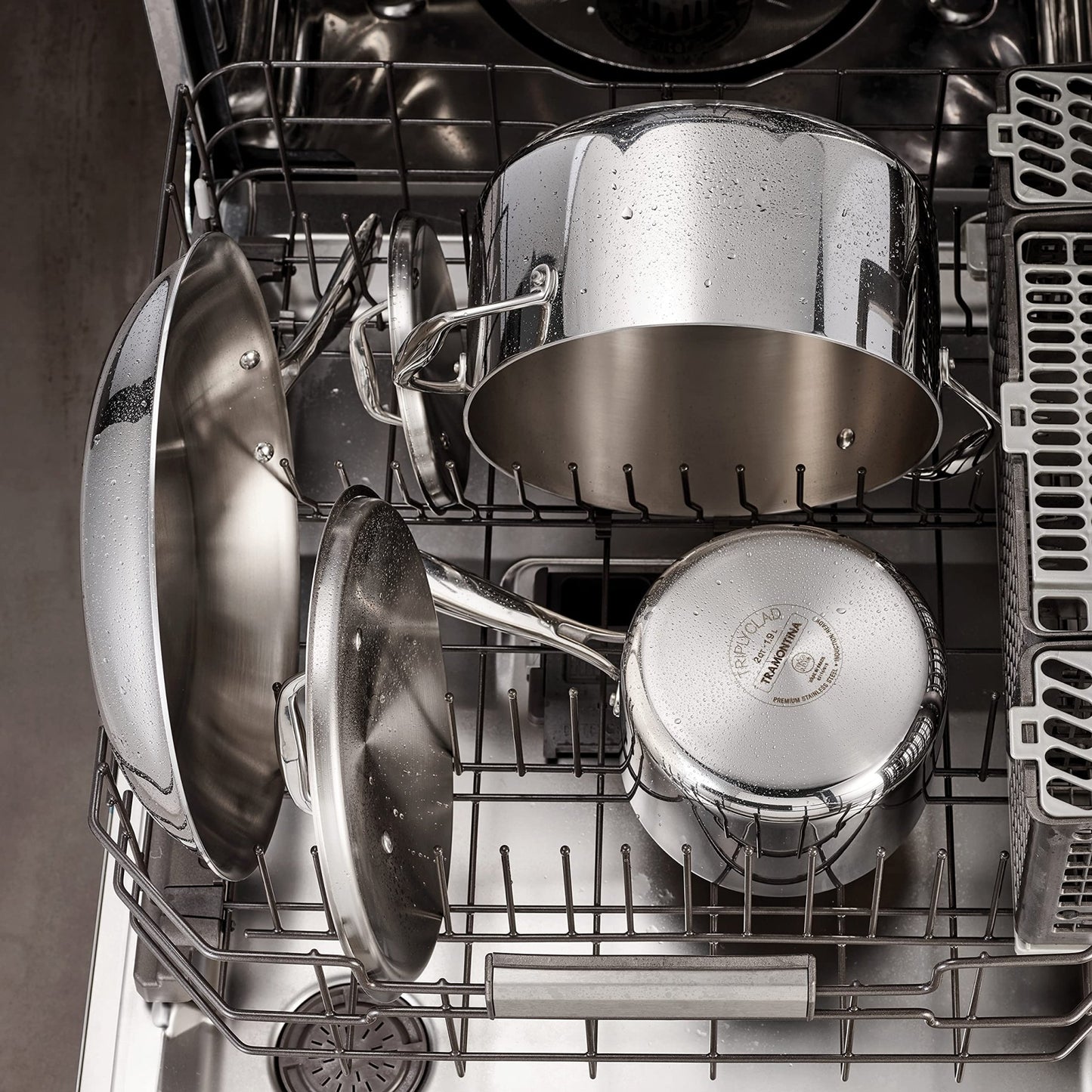 Tramontina Tri - Ply Clad Stainless Steel 3 - Quart Sauce Pan with Lid, Induction - Ready, Dishwasher - Safe, NSF - Certified, Made in Brazil - electronicsexpo.com - Sauce Pans & Sauciers