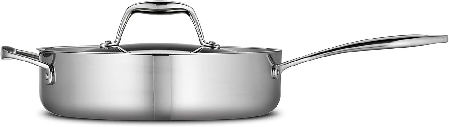 Tramontina Tri - Ply Clad Stainless Steel 3 - Quart Saute Pan with Lid - electronicsexpo.com - Sauce Pans & Sauciers