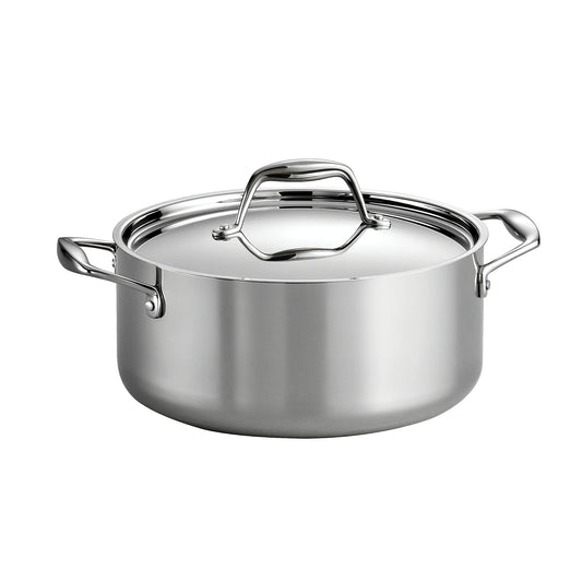 Tramontina Tri - Ply Clad Stainless Steel 5 - Quart Dutch Oven Pot with Lid, Induction - Ready, Dishwasher - Safe, NSF - Certified, Made in Brazil - electronicsexpo.com - Frying Pans & Skillets