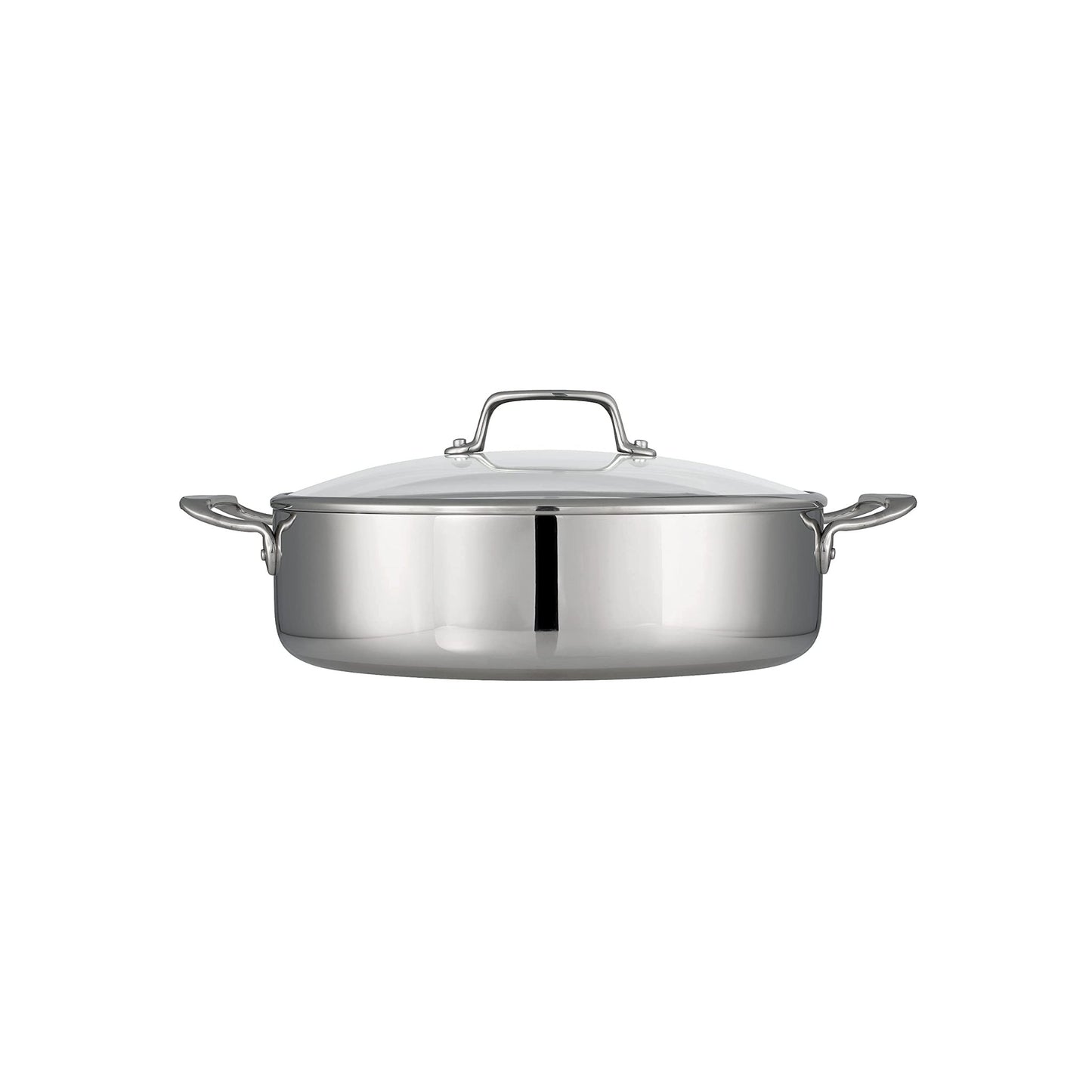 Tramontina Tri - Ply Clad Stainless Steel 6 - Quart Braiser Pan with Glass Lid, Induction - Ready, Dishwasher - Safe, NSF - Certified - electronicsexpo.com - Dutch Ovens