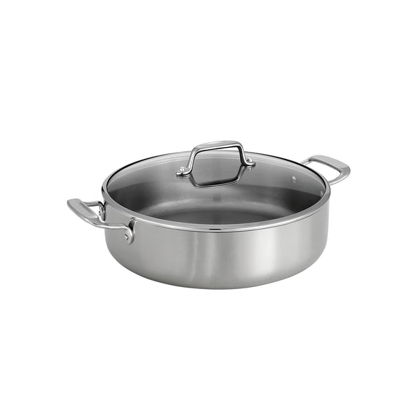 Tramontina Tri - Ply Clad Stainless Steel 6 - Quart Braiser Pan with Glass Lid, Induction - Ready, Dishwasher - Safe, NSF - Certified - electronicsexpo.com - Dutch Ovens