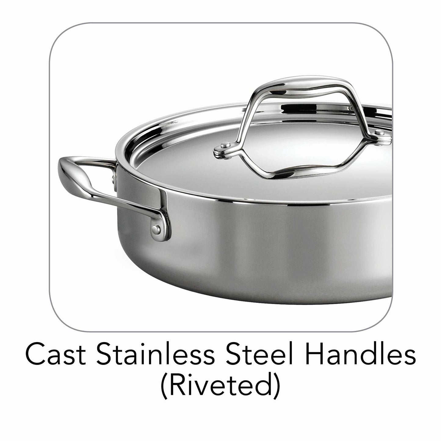 Tramontina Tri - Ply Clad Stainless Steel 6 - Quart Braiser Pan with Lid - electronicsexpo.com - Sauce Pans & Sauciers