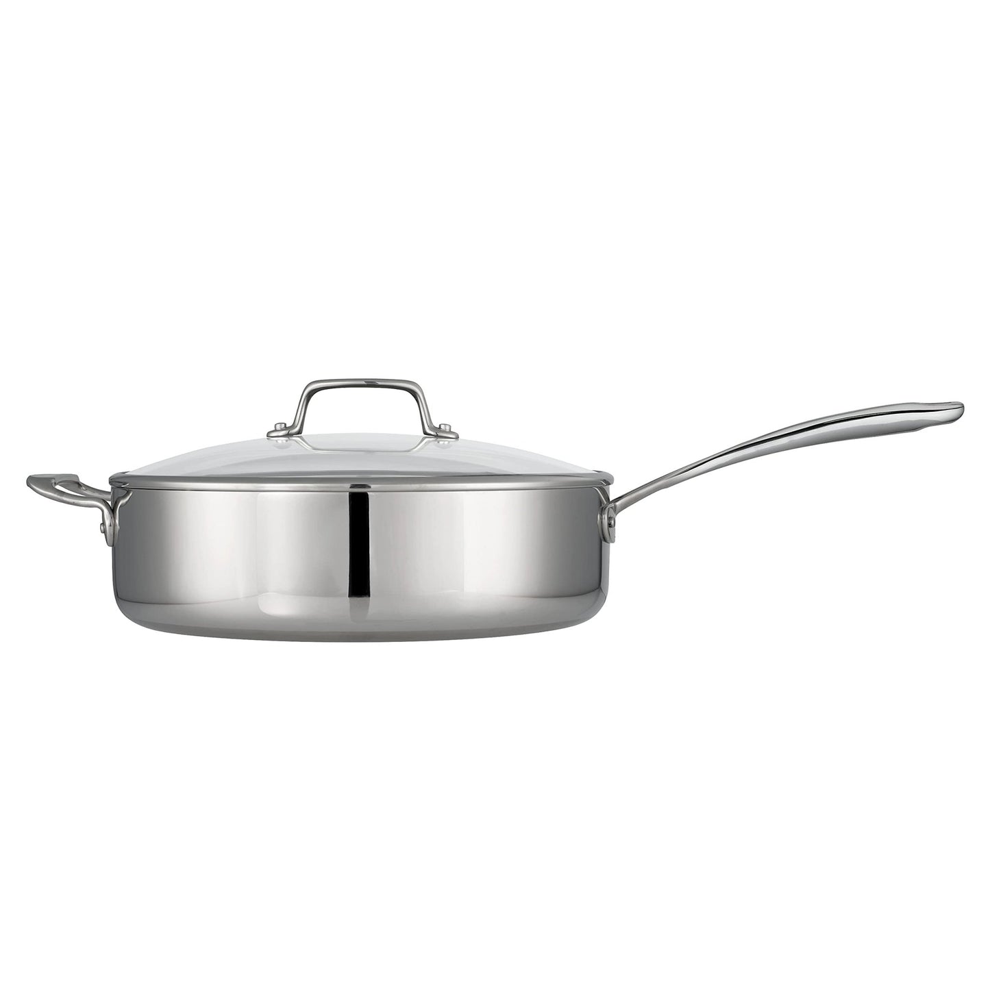 Tramontina Tri - Ply Clad Stainless Steel 6 - Quart Saute Pan with Glass Lid, Induction - Ready Cooking Pan, Dishwasher - Safe - electronicsexpo.com - Frying Pans & Skillets