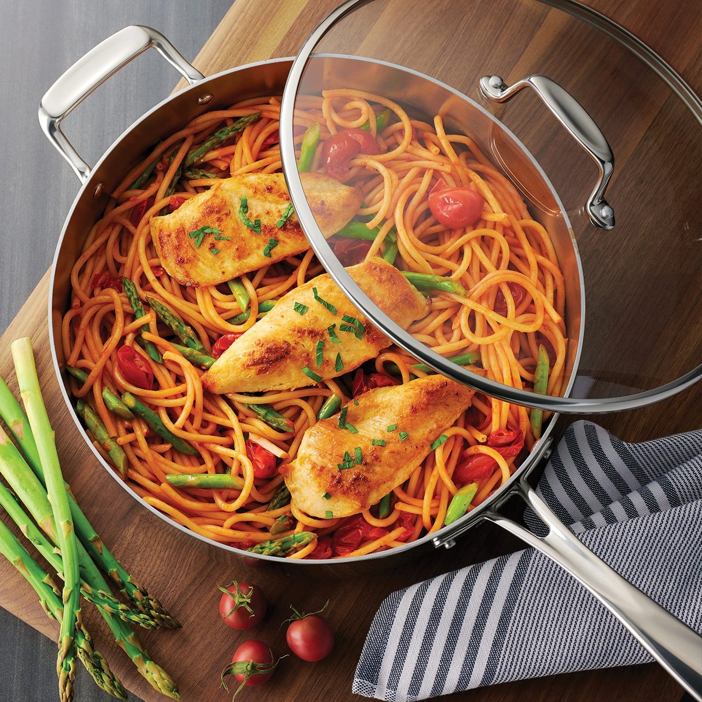 Tramontina Tri - Ply Clad Stainless Steel 6 - Quart Saute Pan with Glass Lid, Induction - Ready Cooking Pan, Dishwasher - Safe - electronicsexpo.com - Frying Pans & Skillets