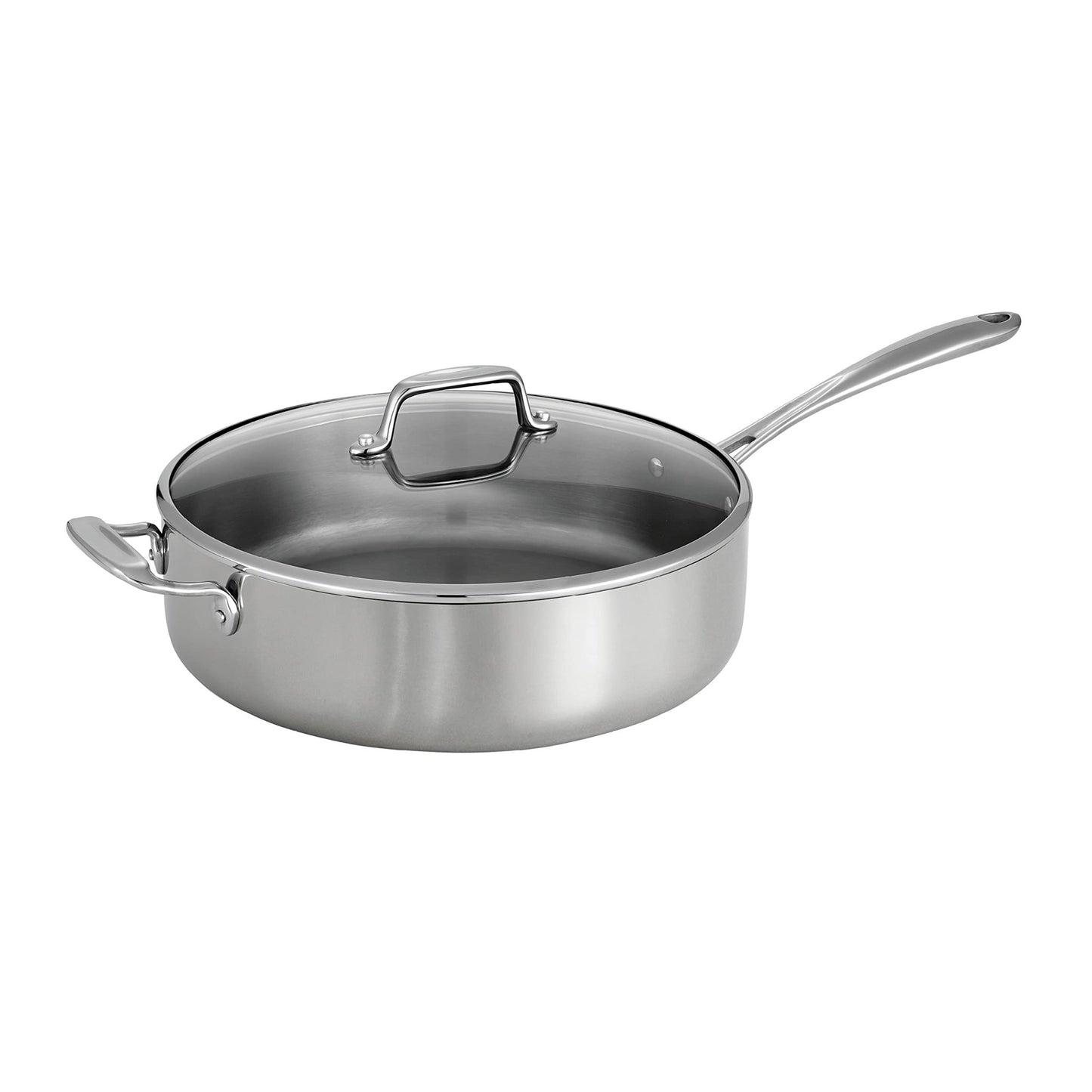 Tramontina Tri - Ply Clad Stainless Steel 6 - Quart Saute Pan with Glass Lid, Induction - Ready Cooking Pan, Dishwasher - Safe - electronicsexpo.com - Frying Pans & Skillets