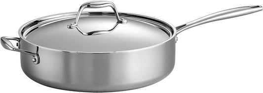 Tramontina Tri - Ply Clad Stainless Steel 6 - Quart Saute Pan with Lid, Induction - Ready Cooking Pan - electronicsexpo.com - Sauce Pans & Sauciers