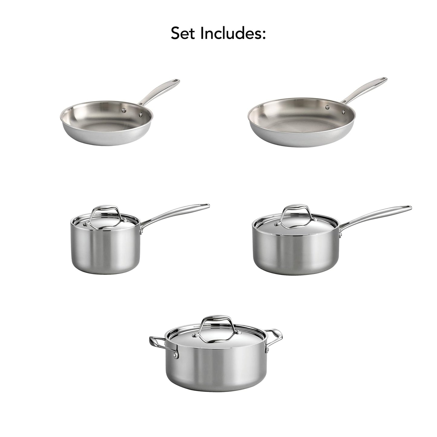 Tramontina Tri - Ply Clad Stainless Steel 8 - Piece Cookware Set with Lids, Pots and Pans Kitchen Set - electronicsexpo.com - Cookware Sets