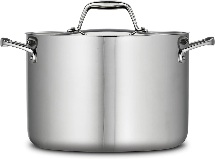 Tramontina Tri - Ply Clad Stainless Steel 8 - Quart Stock Pot with Lid, Induction - Ready Pasta Pot, Dishwasher - Safe, NSF - Certified, Made in Brazil - electronicsexpo.com - Sauce Pans & Sauciers