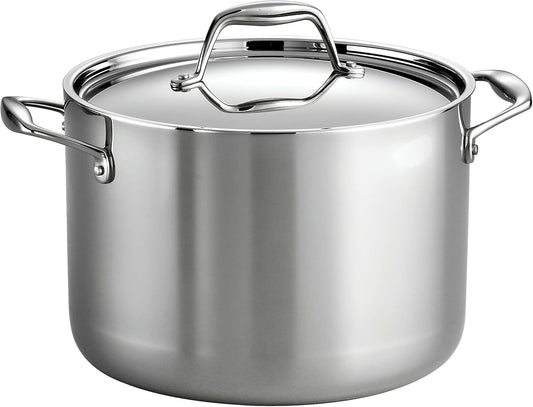 Tramontina Tri - Ply Clad Stainless Steel 8 - Quart Stock Pot with Lid, Induction - Ready Pasta Pot, Dishwasher - Safe, NSF - Certified, Made in Brazil - electronicsexpo.com - Sauce Pans & Sauciers