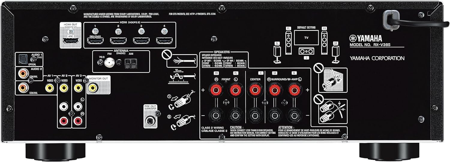 Yamaha RX-V385 5.1-Channel 4K Ultra HD AV Receiver with NS-SW100BL 10