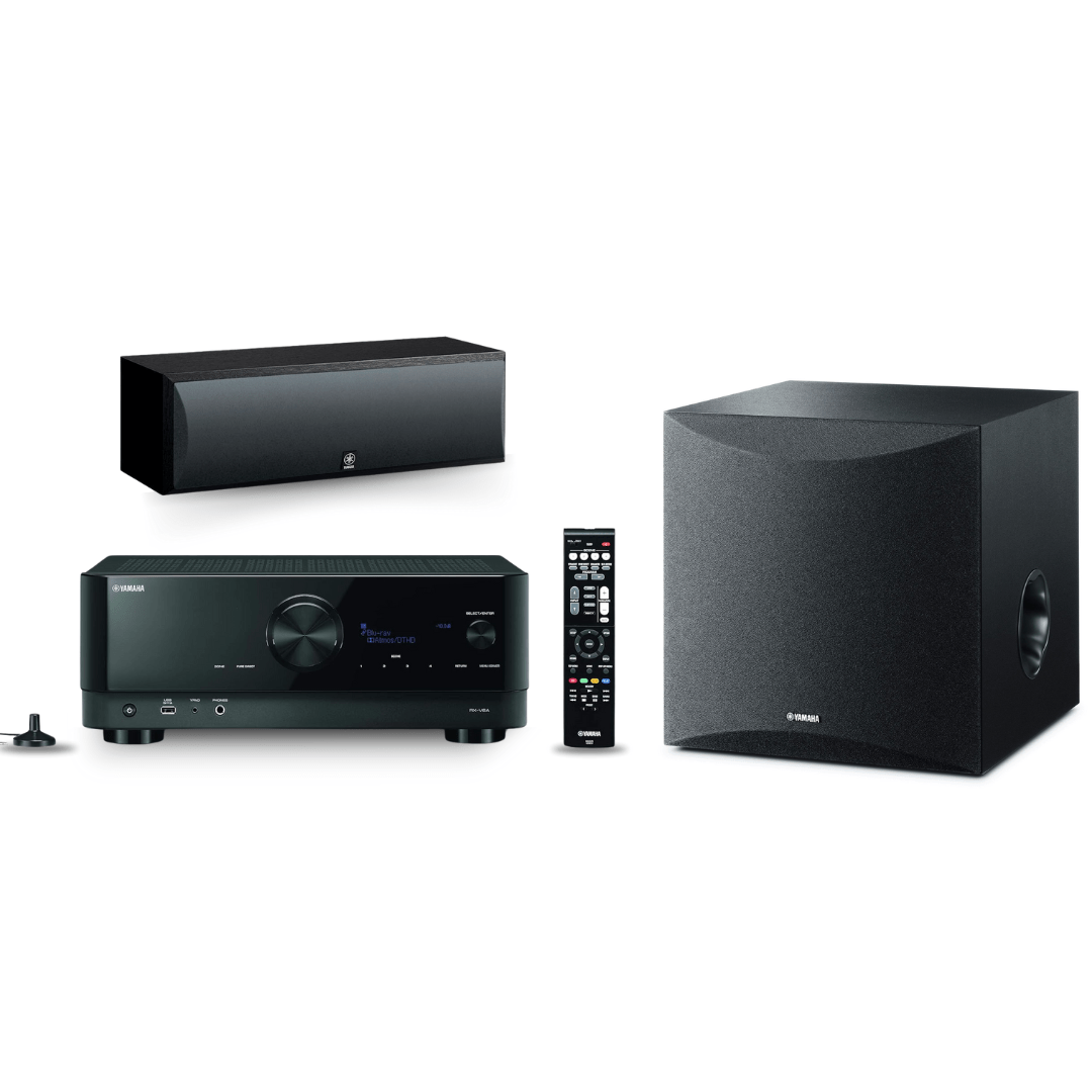 Yamaha RX - V6A 7.2 - Channel AV Receiver with MusicCast, 10" 100W Powered Subwoofer, and NS - C210BL Center Channel Speaker (Bundle) - electronicsexpo.com - Home Theater Systems & Packages