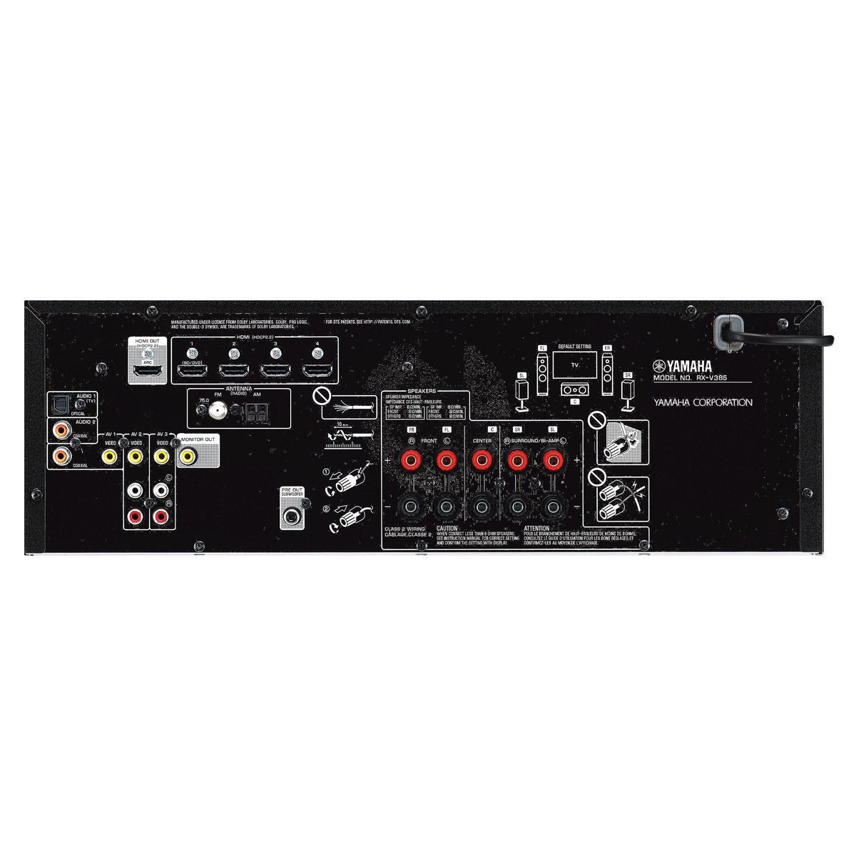 Yamaha RXV385BL 5.1 Channel Home Theater Receiver (Certified Refurbished) - electronicsexpo.com - Home Theater Receivers