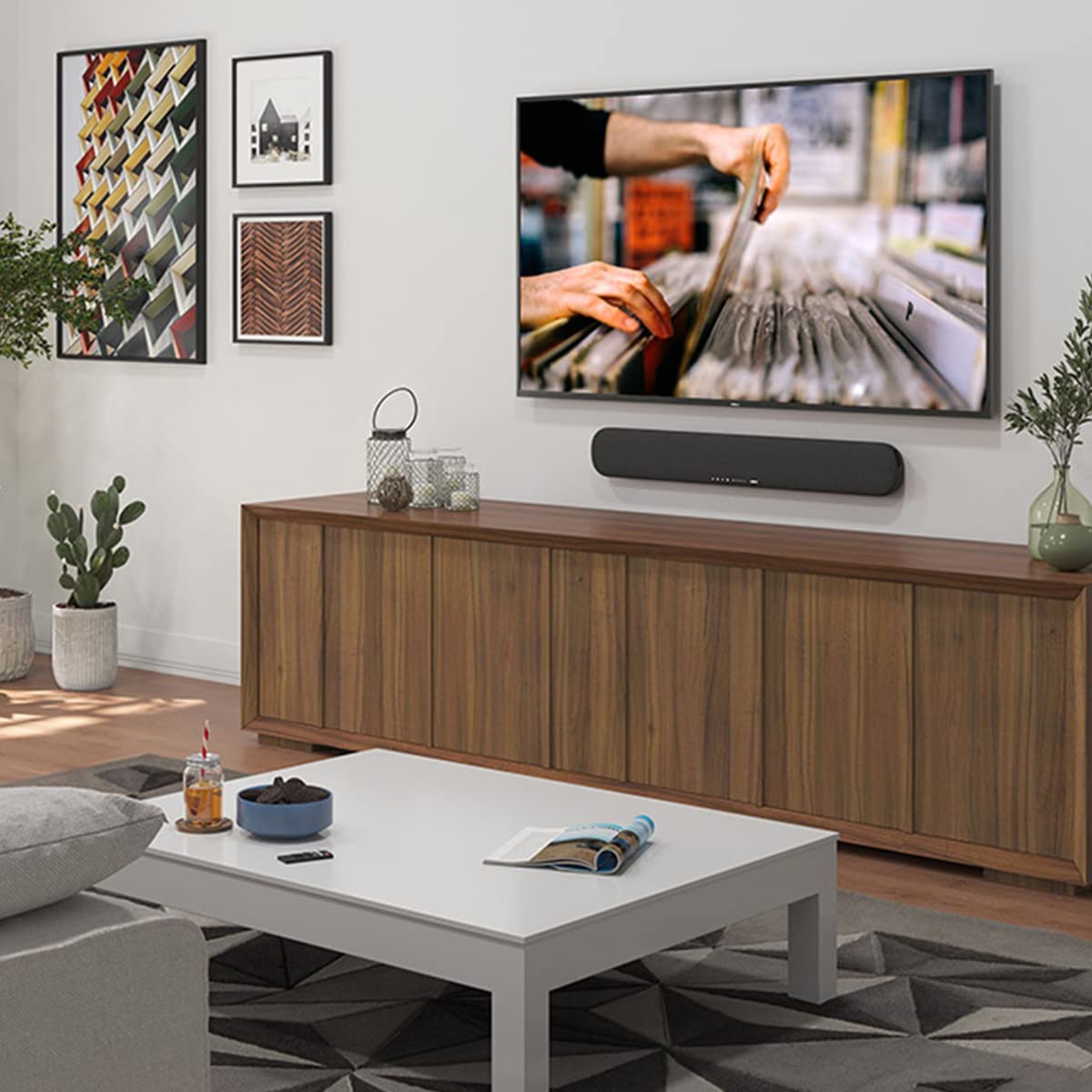 Yamaha SR-B20A Soundbar with Dual Built-in Subwoofers, Bluetooth, and