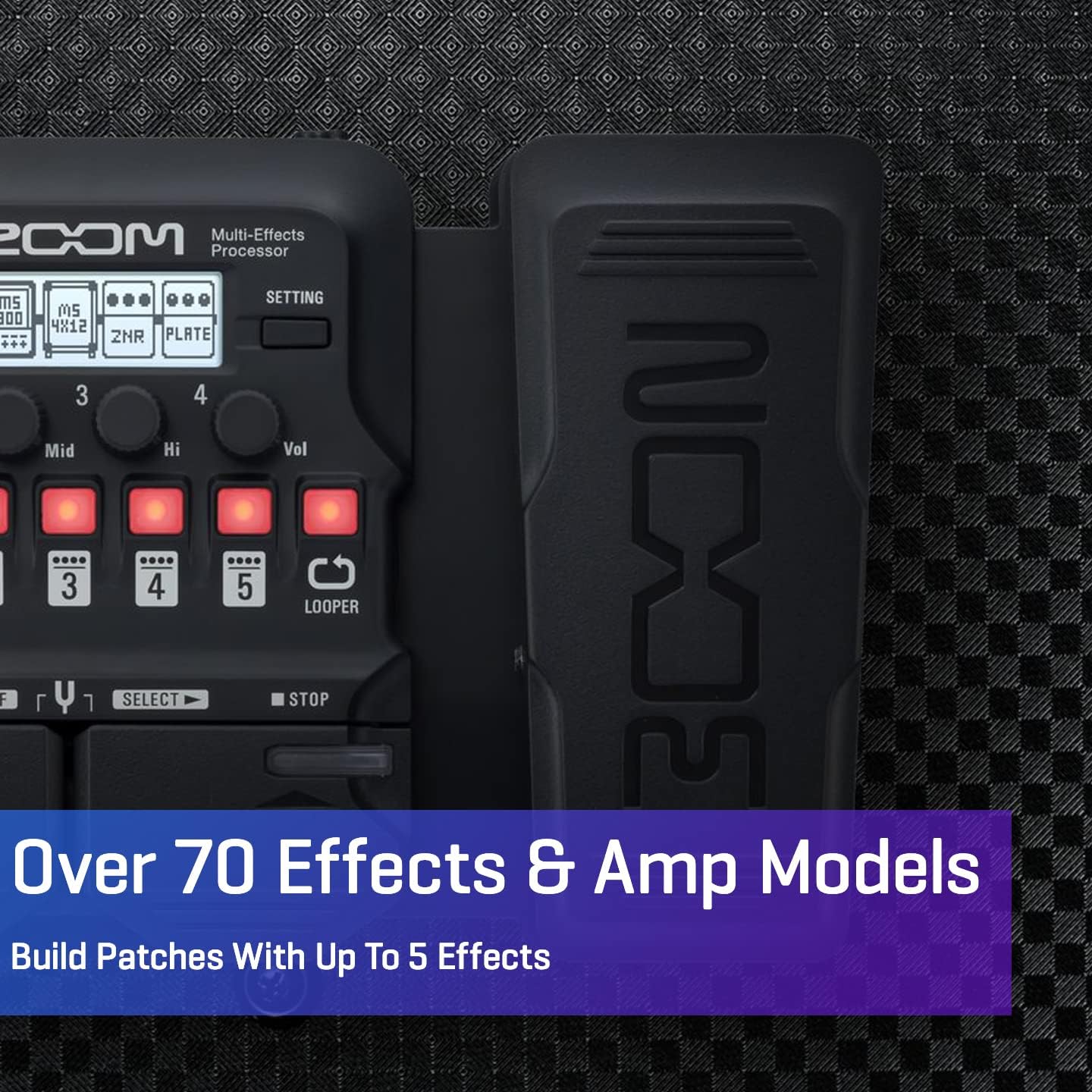 Zoom G1X FOUR Guitar Multi-Effects Processor with Expression Pedal, Wi