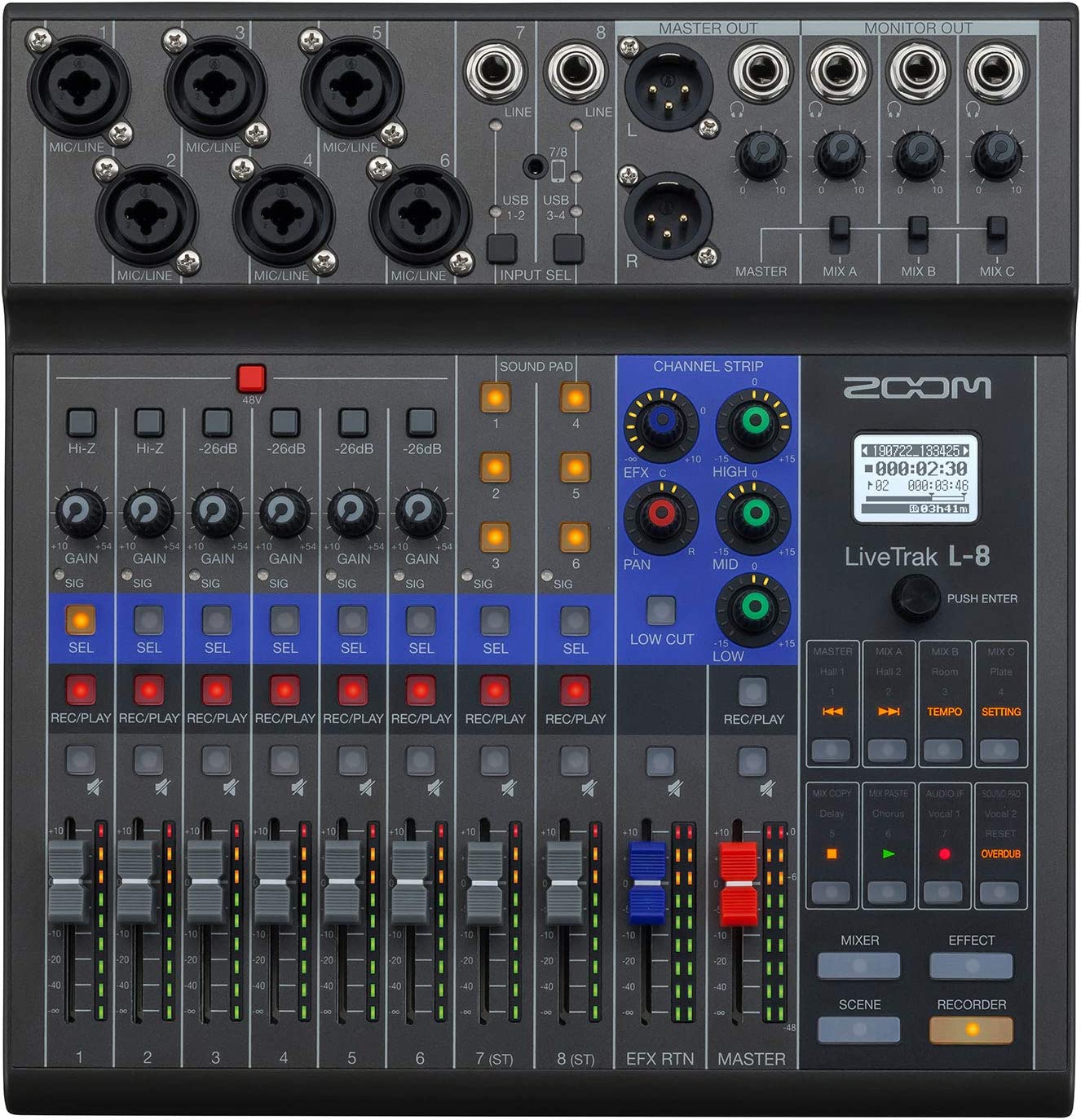 Zoom LiveTrak L - 8 Podcast Recorder - electronicsexpo.com - Pro Mixers
