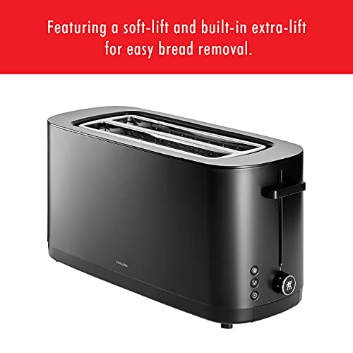 ZWILLING Enfinigy 2 Long Slot Toaster, 4 Slices with Extra Wide 1.5" Slots for Bagels, 7 Toast Settings - electronicsexpo.com - Toasters