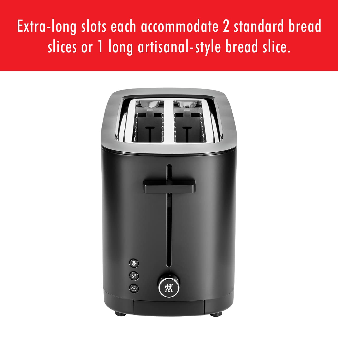 ZWILLING Enfinigy 2 Long Slot Toaster, 4 Slices with Extra Wide 1.5" Slots for Bagels, 7 Toast Settings - electronicsexpo.com - Toasters
