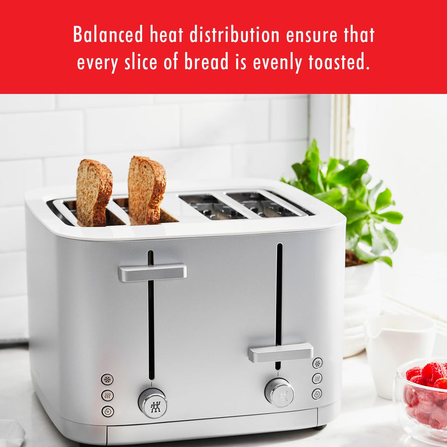 ZWILLING Enfinigy 4 Slice Toaster with Extra Wide 1.5" Slots for Bagels + 7 Toast Settings - electronicsexpo.com - Toasters