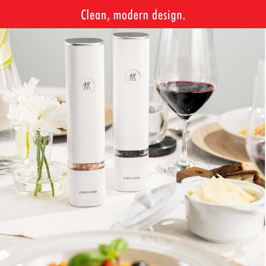 ZWILLING Enfinigy Electric Salt/Pepper Mill - White - electronicsexpo.com - Electric Grinders
